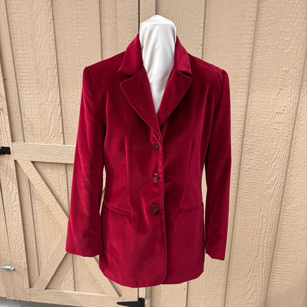 Vtg Neiman Marcus Women’s sz 14 Cranberry  color Velvet Blazer jacket cotton